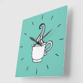 Turquoise koffie diner wandklok vierkante klok (Hoek)