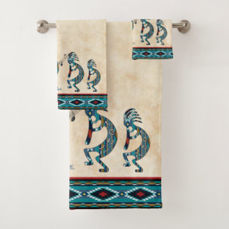 Turquoise Kokopelli Bath Towel Set Bad Handdoek