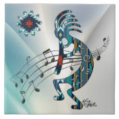 Turquoise Kokopelli Ceramic Tile Tegeltje (Voorkant)