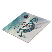 Turquoise Kokopelli Ceramic Tile Tegeltje (Zijkant)