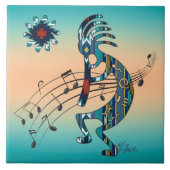 Turquoise Kokopelli Ceramic Tile Tegeltje (Voorkant)