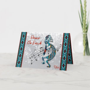 Turquoise Kokopelli Holiday Card Feestdagen Kaart