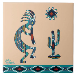 Turquoise Kokopelli Keramische tegels Tegeltje