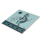 Turquoise Kokopelli Keramische tegels Tegeltje (Zijkant)