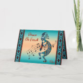 Turquoise Kokopelli Kerstkaart Feestdagen Kaart (Voorkant)