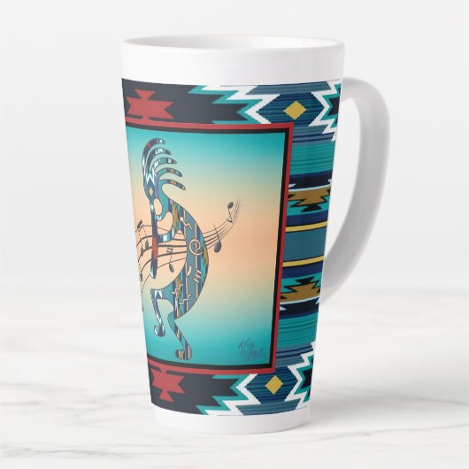Turquoise Kokopelli Latte Mug (Angle droit)