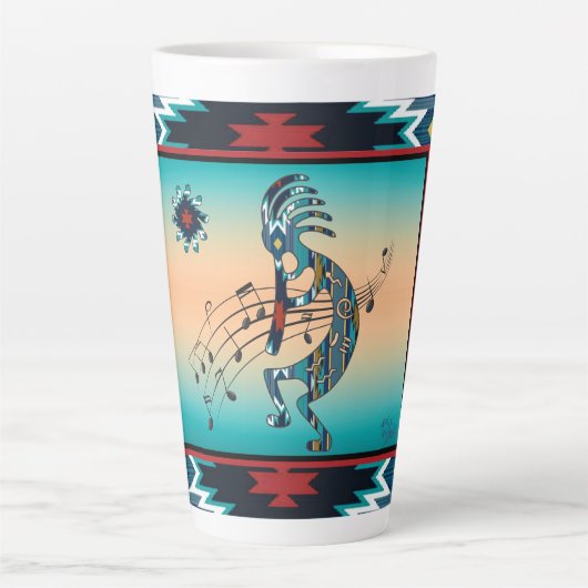 Turquoise Kokopelli Latte Mug (Devant)