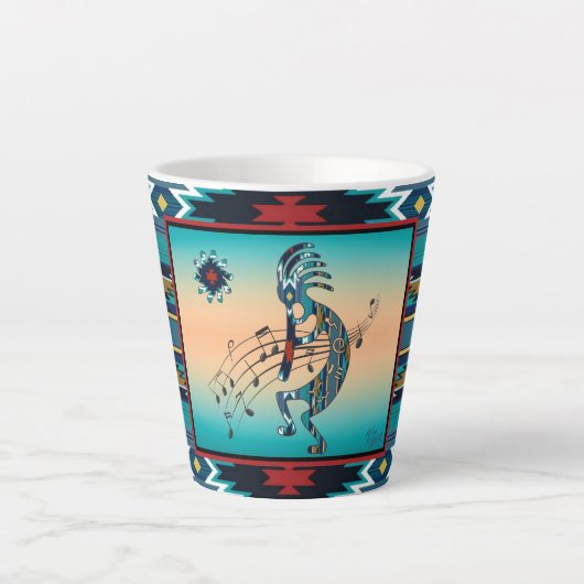 Turquoise Kokopelli Latte Mug (Devant)