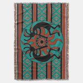 Turquoise Kokopelli Tribal Zuidwest Design Deken (Voorkant Verticaal)