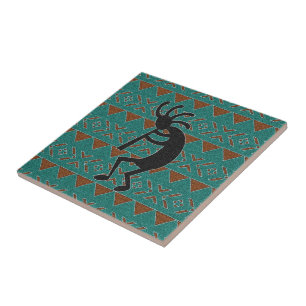 Turquoise Kokopelli zuidwestelijke keramische Tege Tegeltje