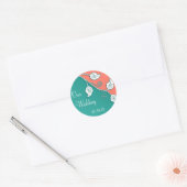 Turquoise koraal wijnstok bruiloft stickers (Envelop)