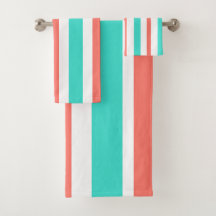 Turquoise Koraal Witte Strepen