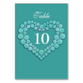 Turquoise krads hart 11th bruiloft tabblad kaart (Voorkant)