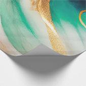 Turquoise kust Abstracte vloeiende kunst Cadeaupapier (Hoek)