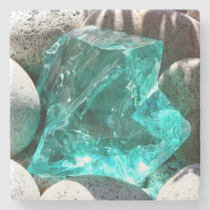 Turquoise kwarts kristal grijs steen rock mineraal stenen onderzetter