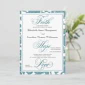 Turquoise Lace Christian Faire-part de mariage (Debout devant)