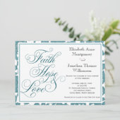 Turquoise Lace Faith Hope & Love Faire-part de mar (Debout devant)