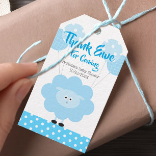 Turquoise Lamb Boy Bedankt Baby shower Schattige Cadeaulabel