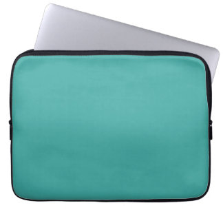 Turquoise laptophoes met zwarte afwerking laptop sleeve