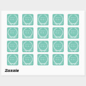 Turquoise Laurel Wreath Wedding Sticker (Vel)