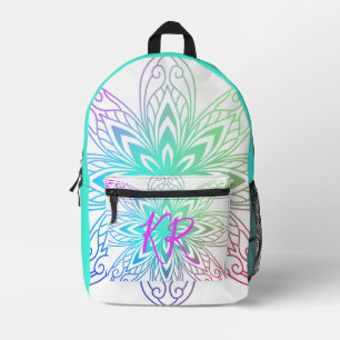 Turquoise & Lavendel Mandala Boho Style Initialen Bedrukte Rugzak