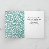Turquoise Leaf Pattern 70th Birthday Foto Kaart (Binnen)