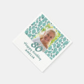 Turquoise Leaf Pattern 80th Birthday Party Foto Servet (Hoek)