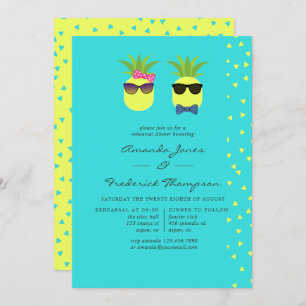 Turquoise & Lemon Tropical Summer Rehearsal Dinner Kaart