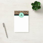 Turquoise Leopard Monogrammed Print Post Het merkt Post-it® Notes (Kantoor)