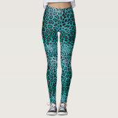Turquoise Leopard Print Leggings (Voorkant)