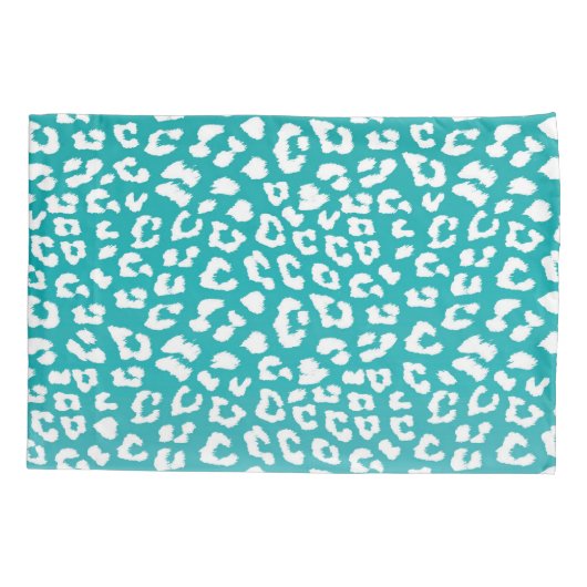 Turquoise Leopard Print Patroon Kussensloop (Achterkant-Links)
