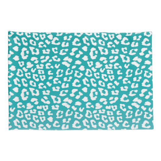 Turquoise Leopard Print Patroon Kussensloop (Achterkant-Rechts)