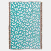 Turquoise Leopard Print Pattern Deken (Voorkant Verticaal)