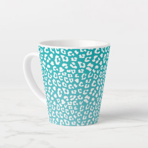 Turquoise Leopard Print Pattern Latte Mok
