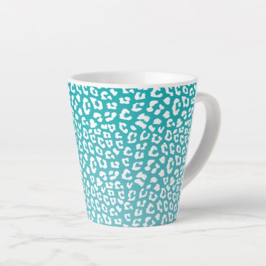 Turquoise Leopard Print Pattern Latte Mok (Rechterhoek)
