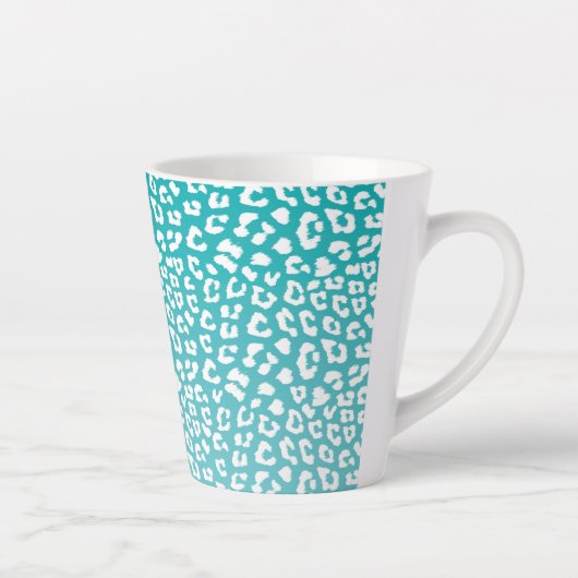 Turquoise Leopard Print Pattern Latte Mok (Rechts)