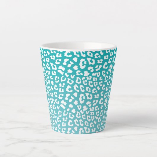 Turquoise Leopard Print Pattern Latte Mok (Voorkant)