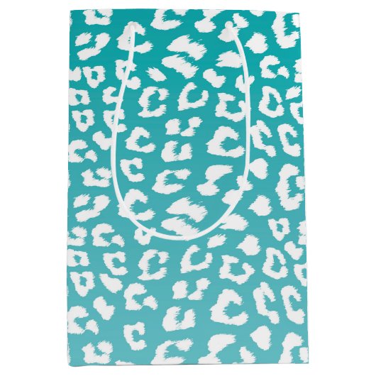 Turquoise Leopard Print Pattern Medium Cadeauzakje (Voorkant)
