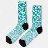 Turquoise Leopard Print Pattern Sokken (Links)