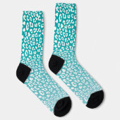 Turquoise Leopard Print Pattern Sokken (Rechts)