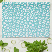 Turquoise Leopard Print Pattern Theedoek (Gevouwen)
