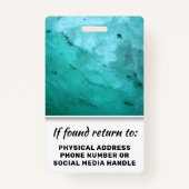 Turquoise Leraar & School Personeel Foto ID Sjablo Badge (Achterkant)