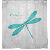 Turquoise libellule rideau de douche personnalisée (Devant)