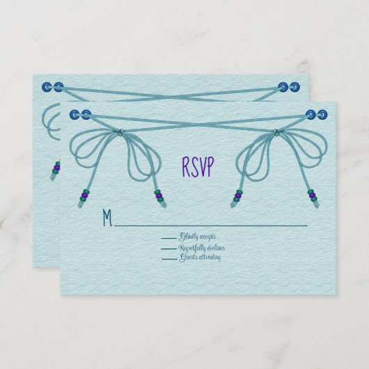 Turquoise liefde knopen bruiloft RSVP kaartje (Voorkant / Achterkant)