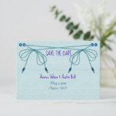 Turquoise liefde knopen bruiloft save the date (Staand voorkant)