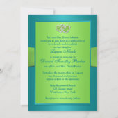 Turquoise, Lime Floral Invitation Coeur (Dos)