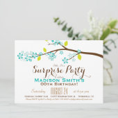 Turquoise, Limoen, Bruin Verjaardag Surprise Party Kaart (Staand voorkant)