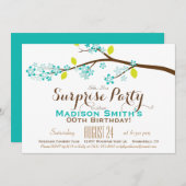 Turquoise, Limoen, Bruin Verjaardag Surprise Party Kaart (Voorkant / Achterkant)