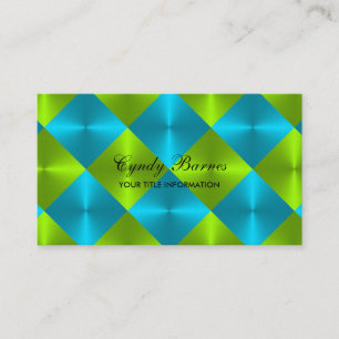 Turquoise Limoen Metallic look Diamond Tegels Visitekaartje