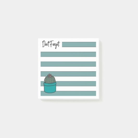 Turquoise | Lined | Potted Cactus Post-it® Notes (Voorkant)